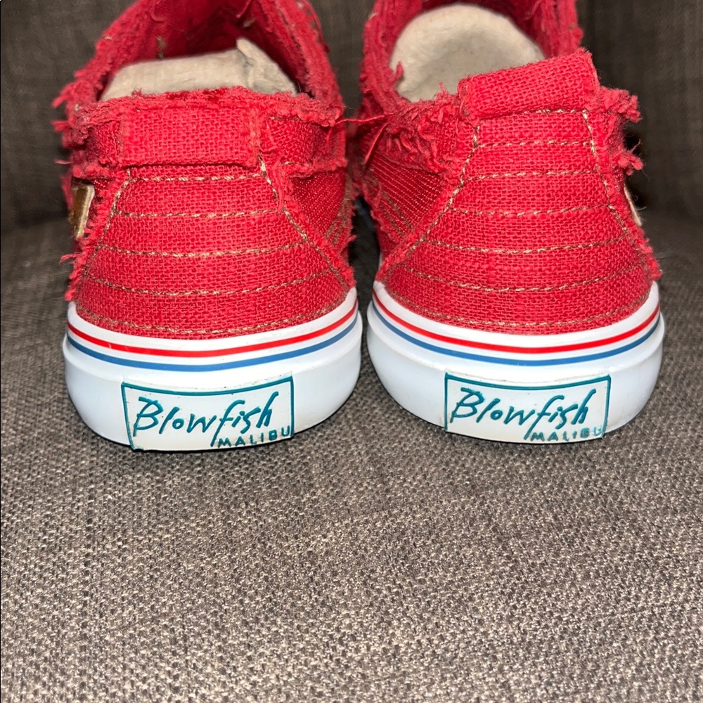 Blowfish Red Canvas Slip-On Sneakers women's size 7 - Picture 5 of 10